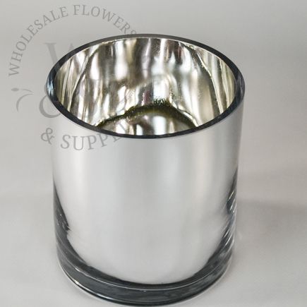 6" Glass Cylinder Vase - Silver