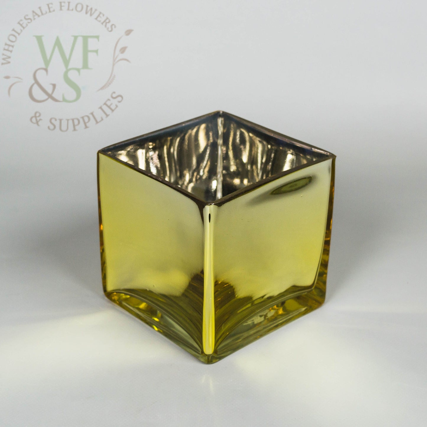 Mirrored Gold Square Glass Vase 4.6 x 4.6