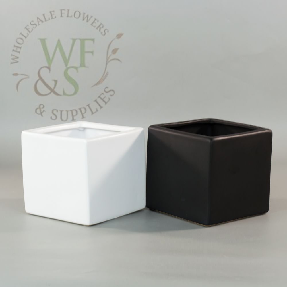 5 inch Ceramic Cube in White and Matte Black