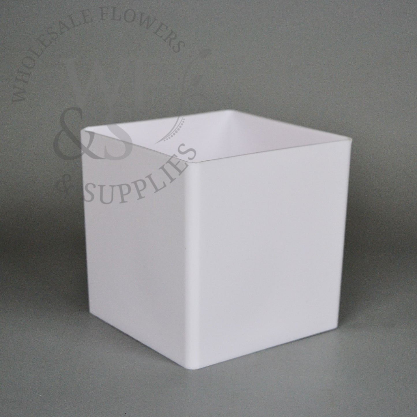 5" Plastic Cube Flower Vase - White