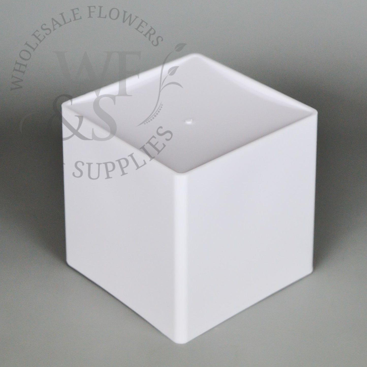 6" Plastic Cube Vase - White