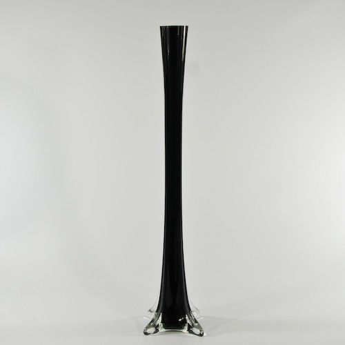 Eiffel Tower Glass Vase 20in Black