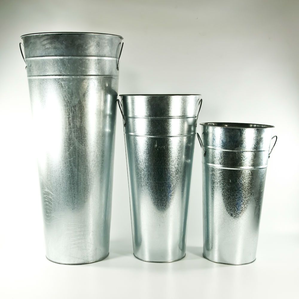 15" Galvanized Metal French Flower Buckets