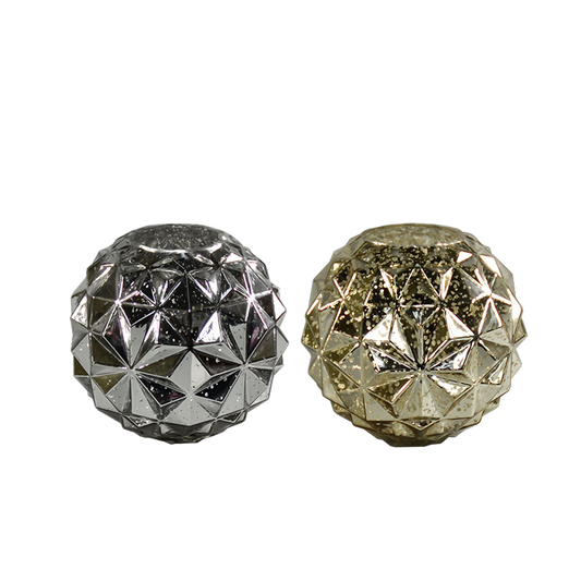Abstract Mercury Glass Ball in Gold or Silver