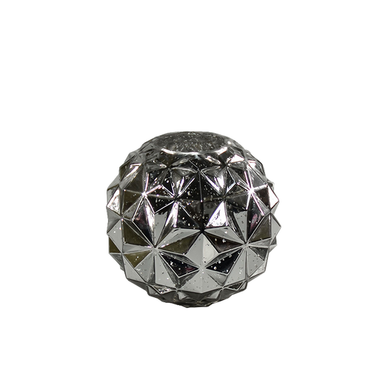 Abstract Mercury Glass Ball in Silver