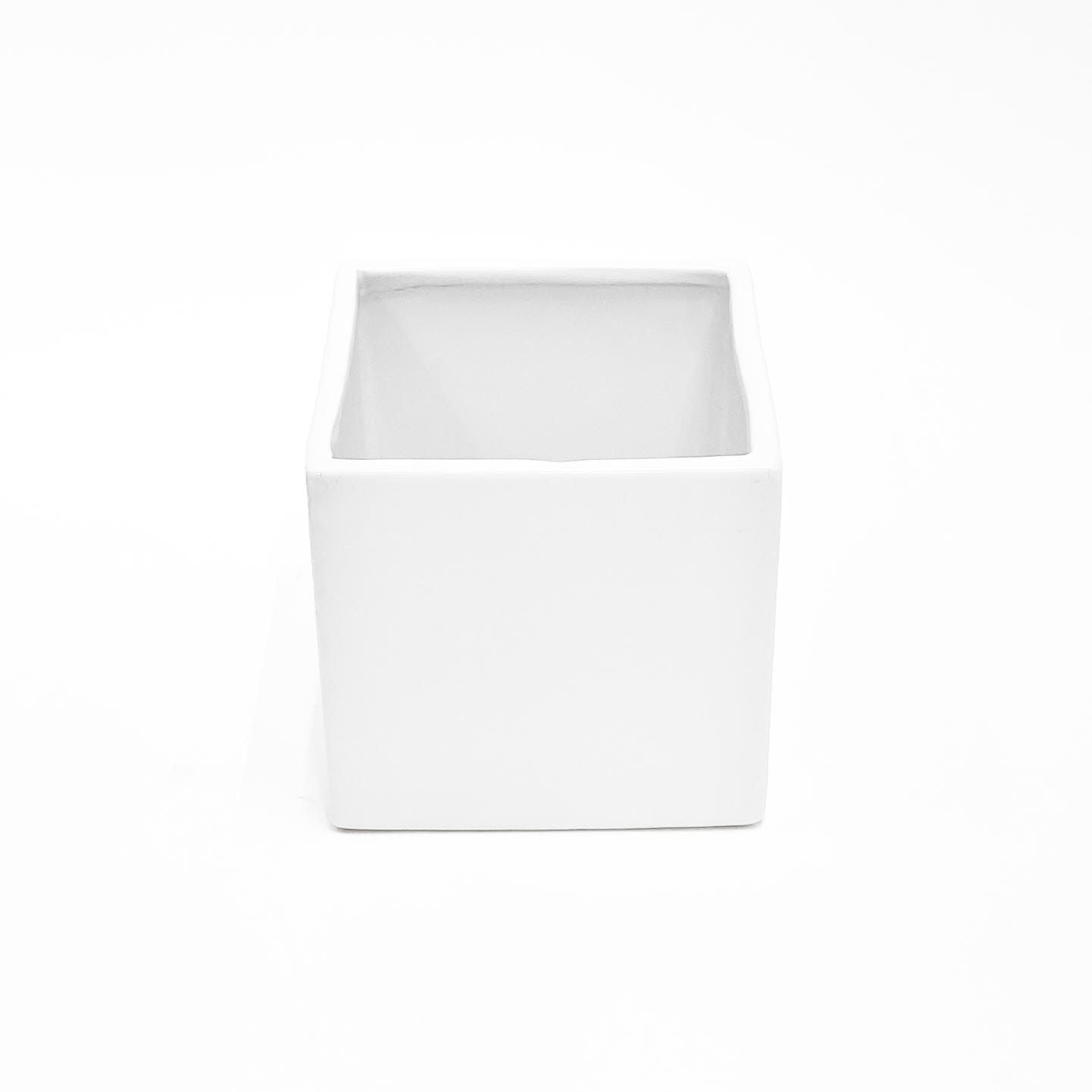 6" Ceramic Cube Vase in White