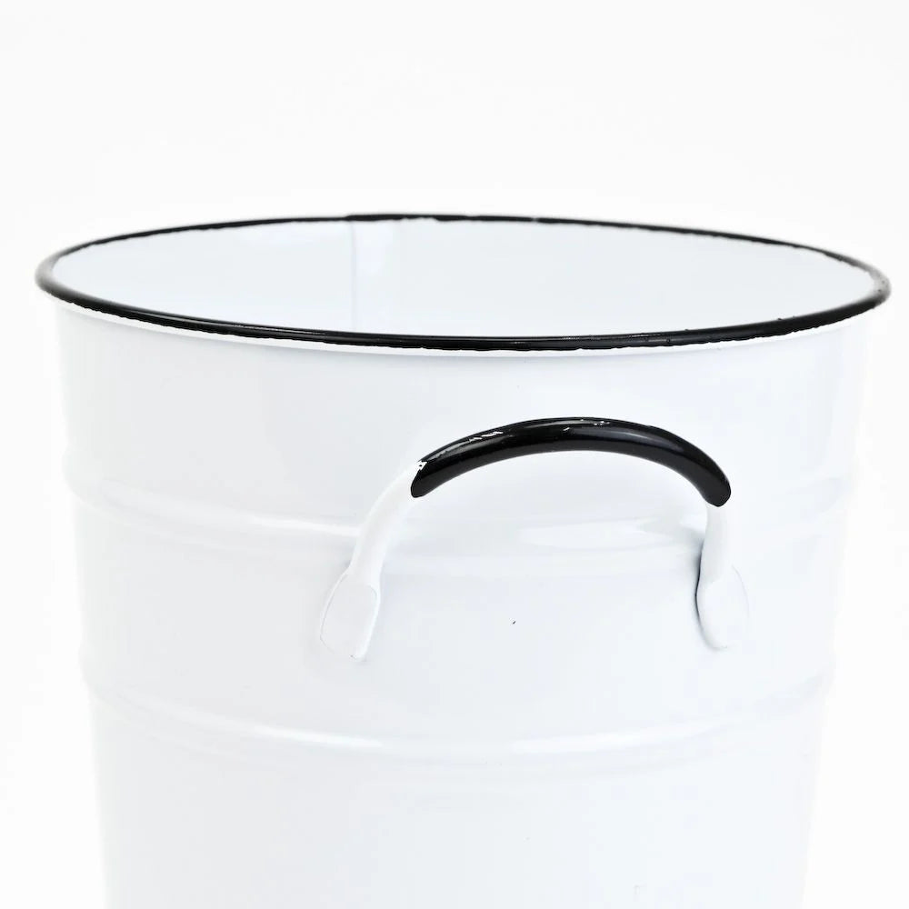 9 inch White Enamel French Flower Bucket