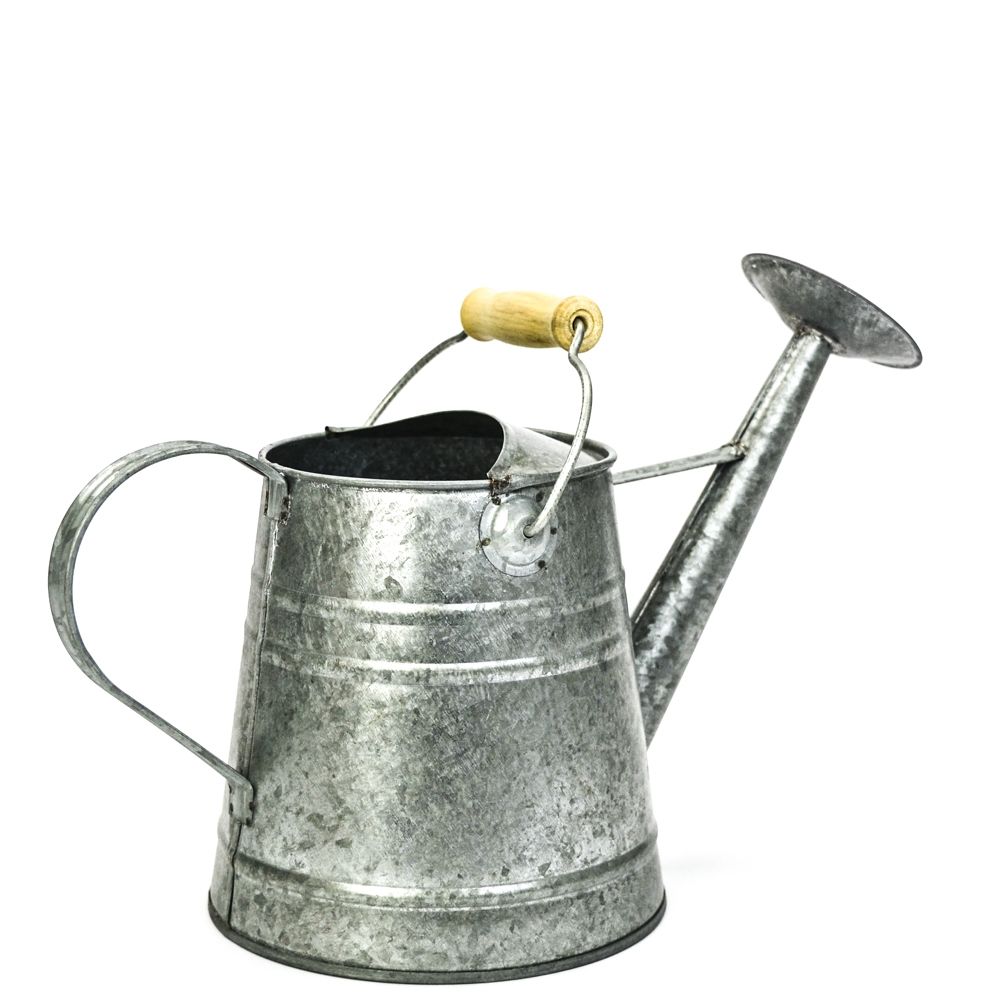 Galvanized Watering Can Container with Wood handle