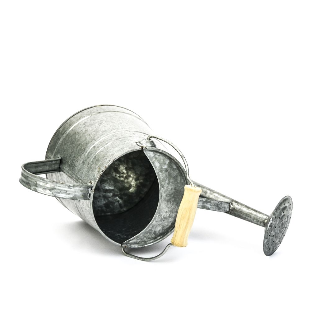 Galvanized Watering Can Container with Wood handle