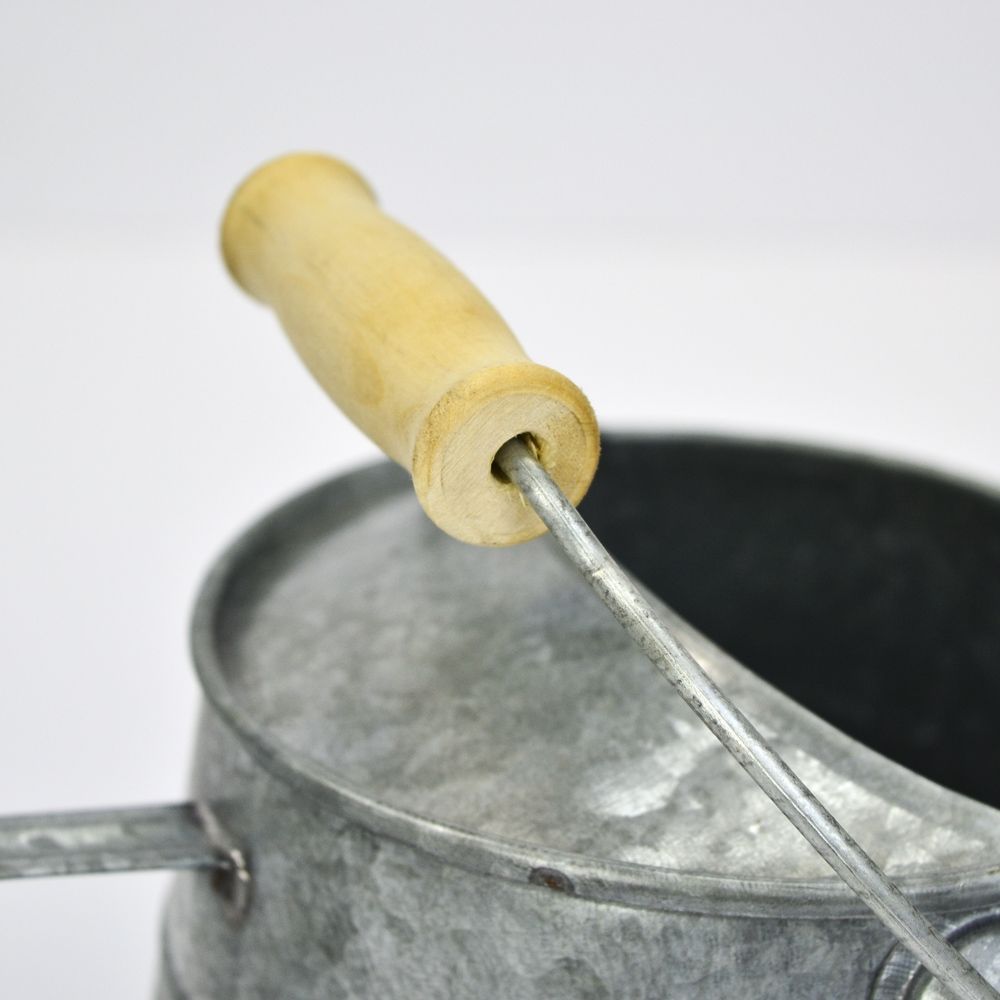 Galvanized Watering Can Container with Wood handle