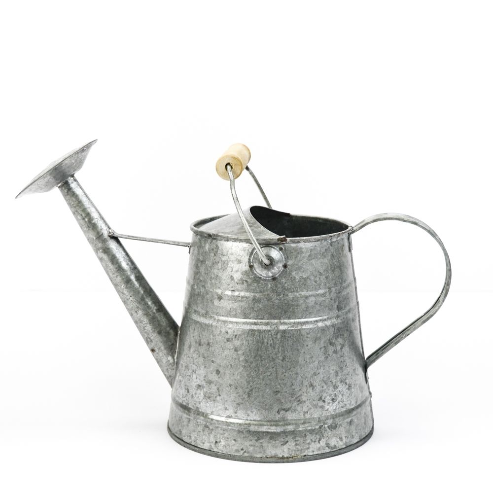 Galvanized Watering Can Container with Wood handle