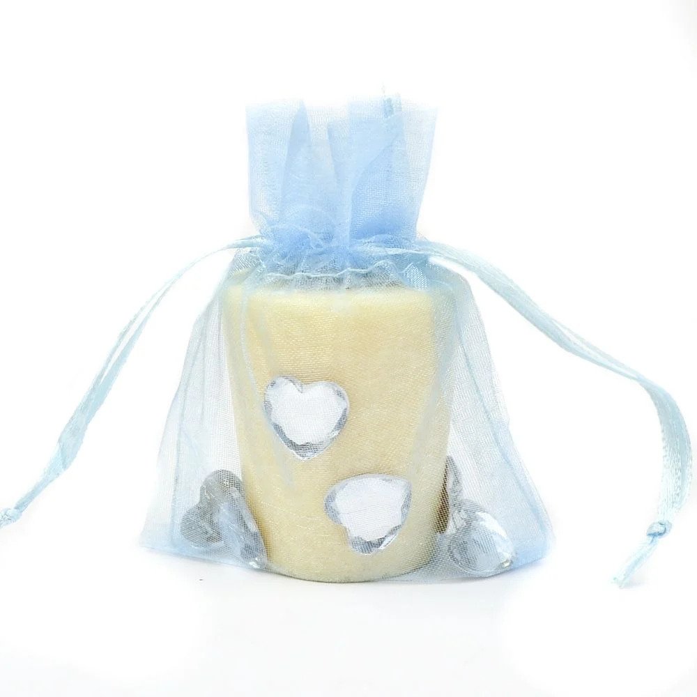 100% Polyester Organza Pouch Light Blue