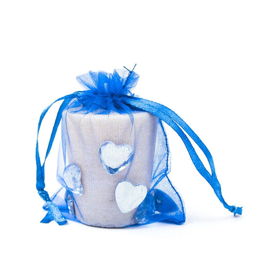 100% Polyester Organza Pouch Blue