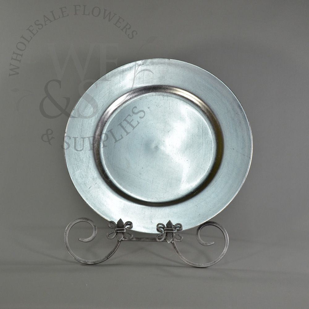 Round Charger Plate Metallic Silver