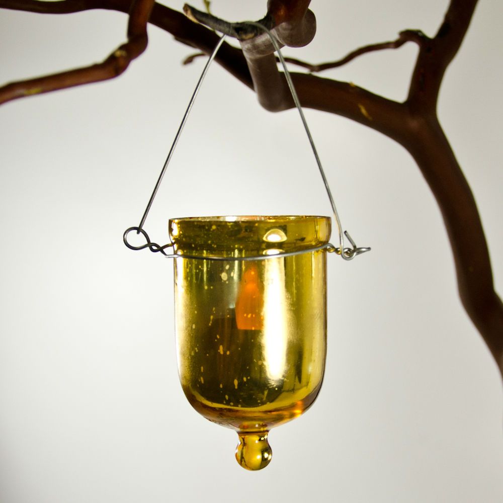 Small Mercury Glass Hanging Votive Holder