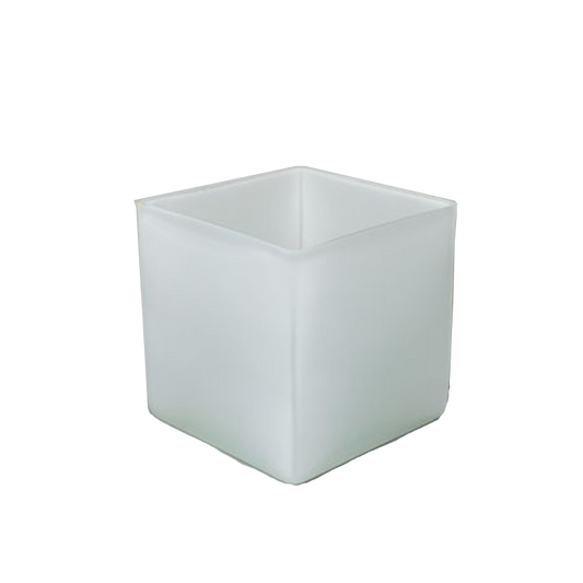 Square Frosted Glass Cube Flower Vase 4-inch x 4-inch