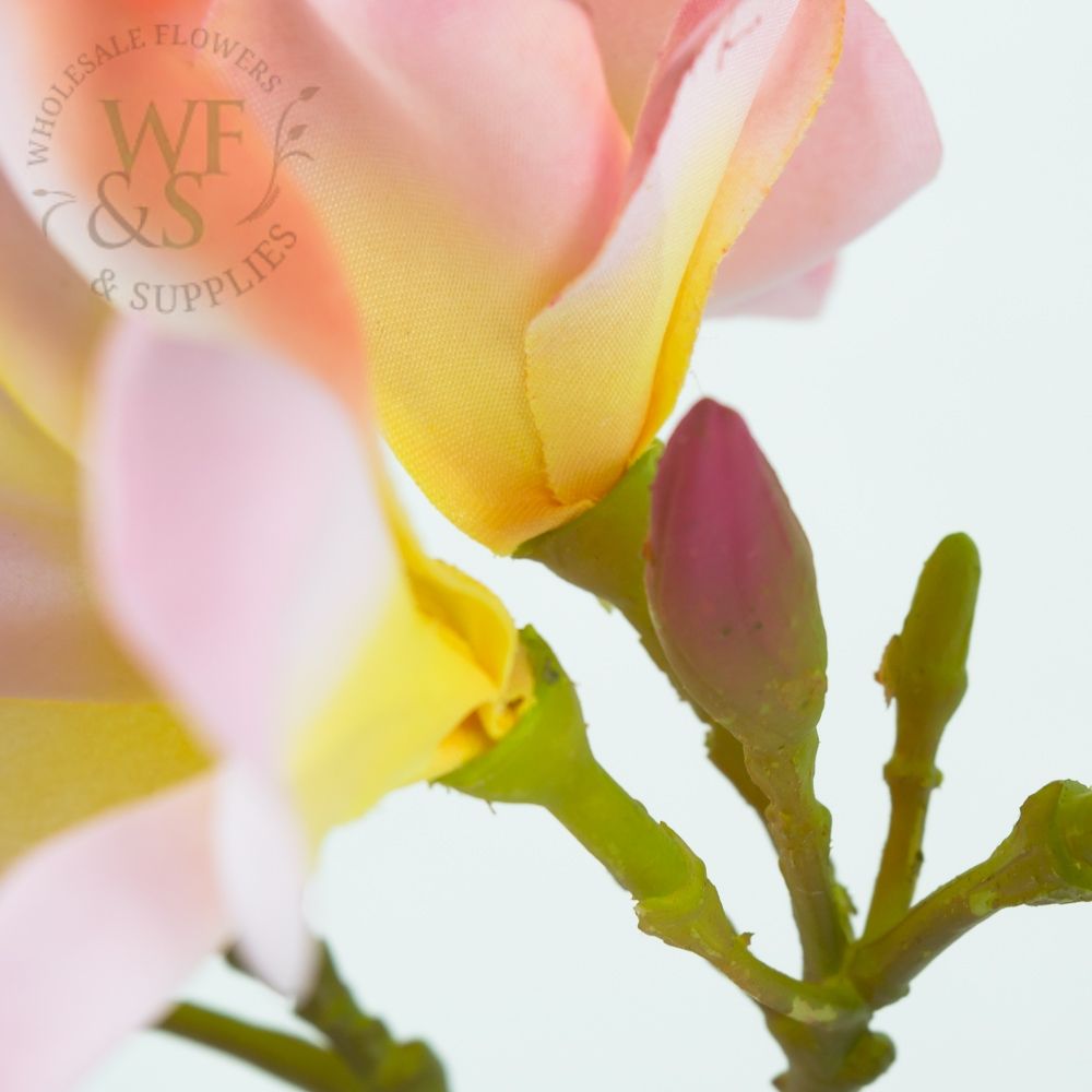 Pink Silk Plumeria Flowers on Stem 12"