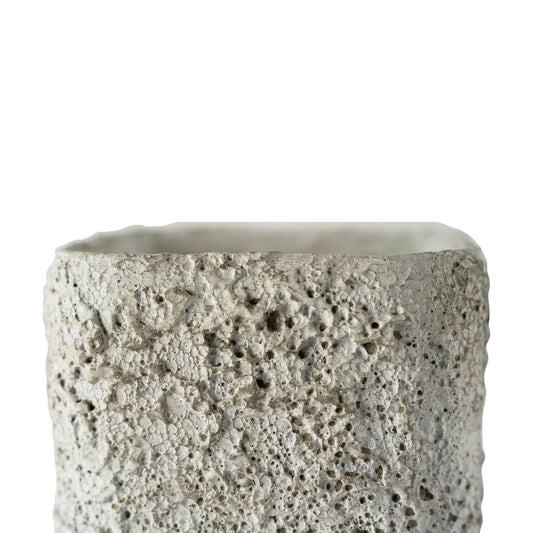 Square cement planter - white
