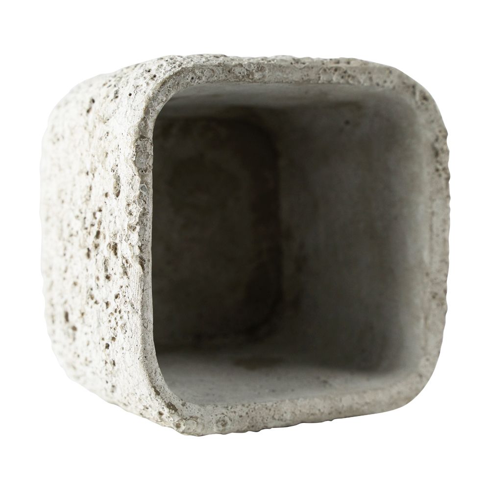 Square cement planter - white