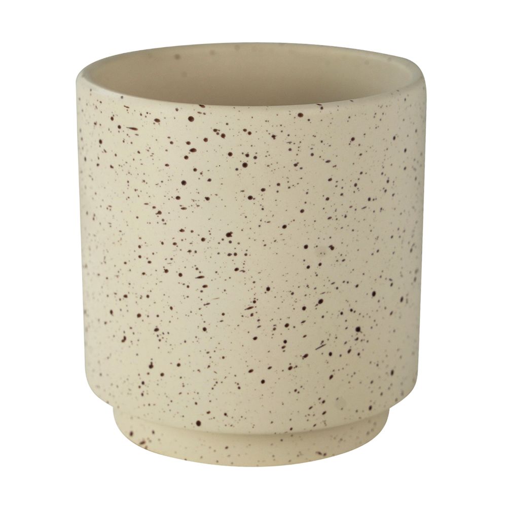 5 1/2" White Speckled Ceramic Cylinder