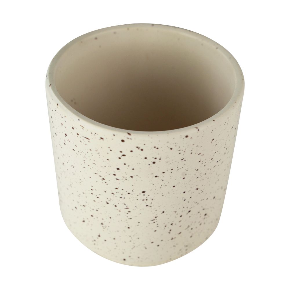 5 1/2" White Speckled Ceramic Cylinder