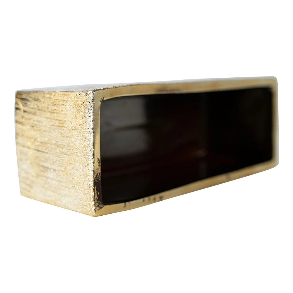 10" Gold Etched Rectangle Ceramic Planter