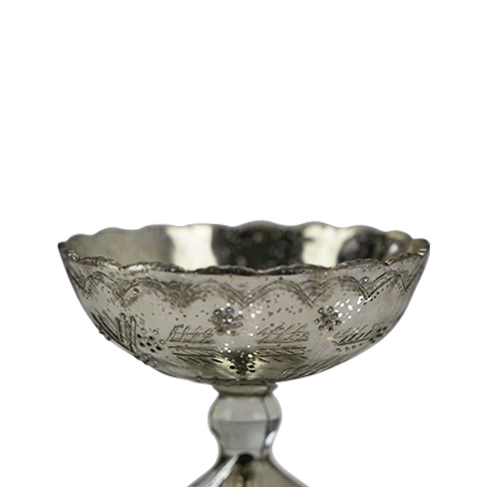 Silver mercury compote pedestal