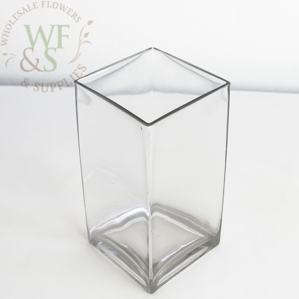 Square Glass Block Vase 10x 5