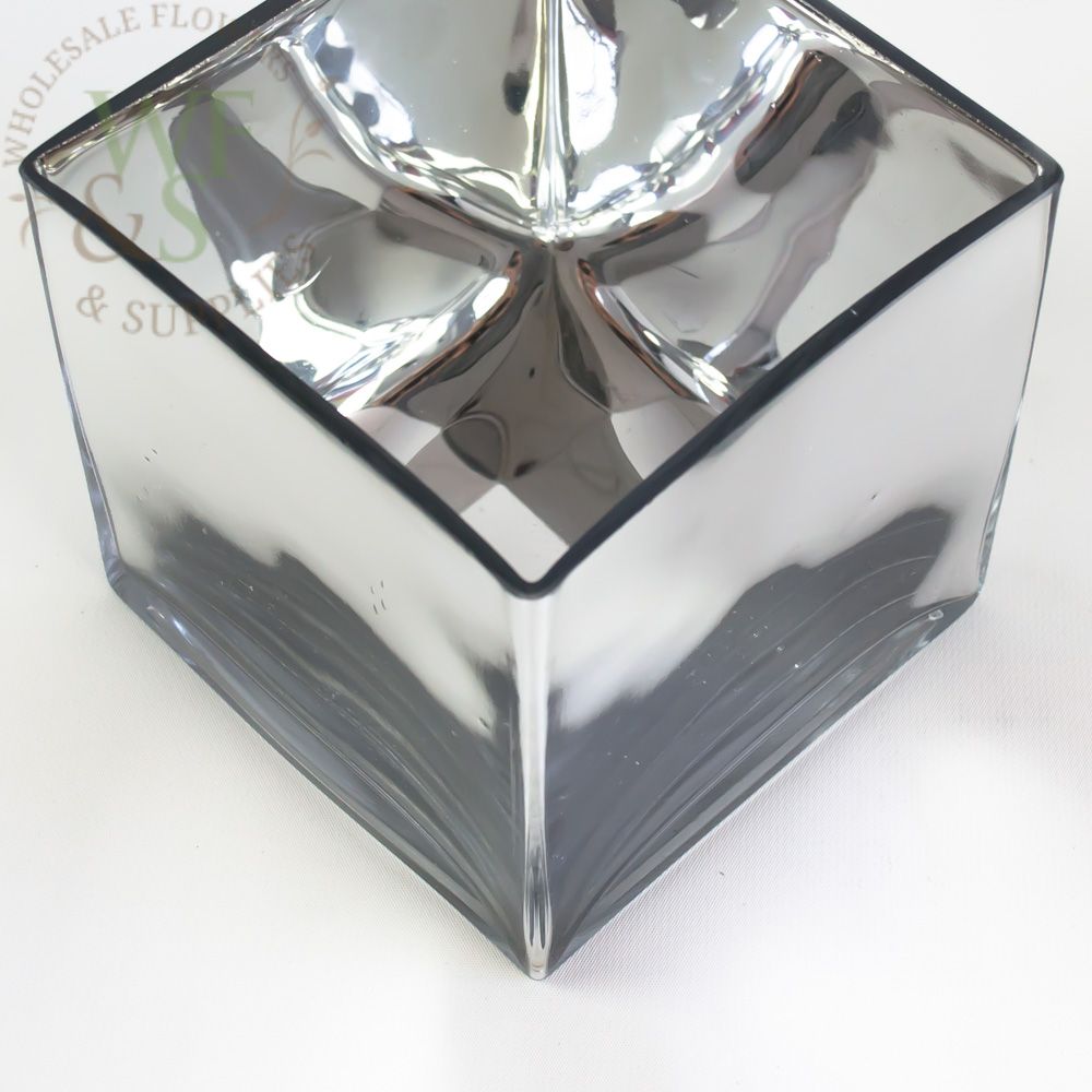 Mirror Glass Square Vase 6"x6"