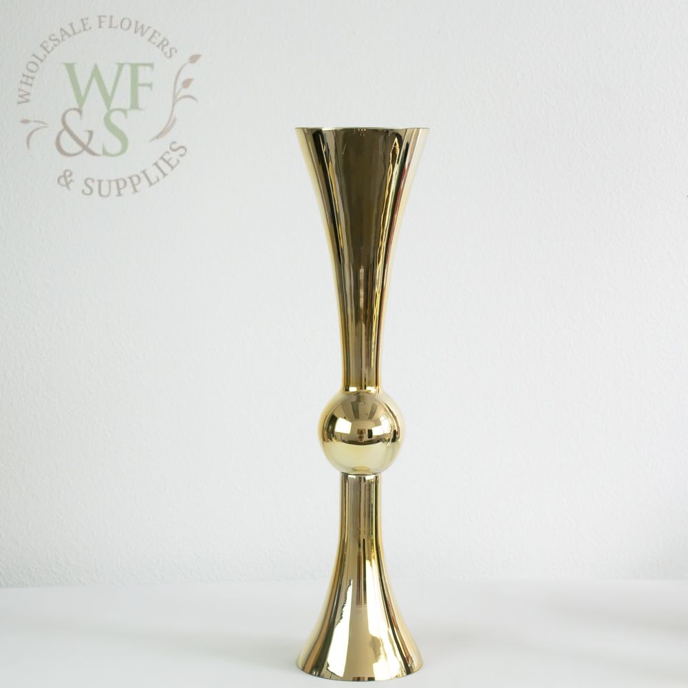 Gold Glass Reversible Trumpet Vase Double Sided 24"