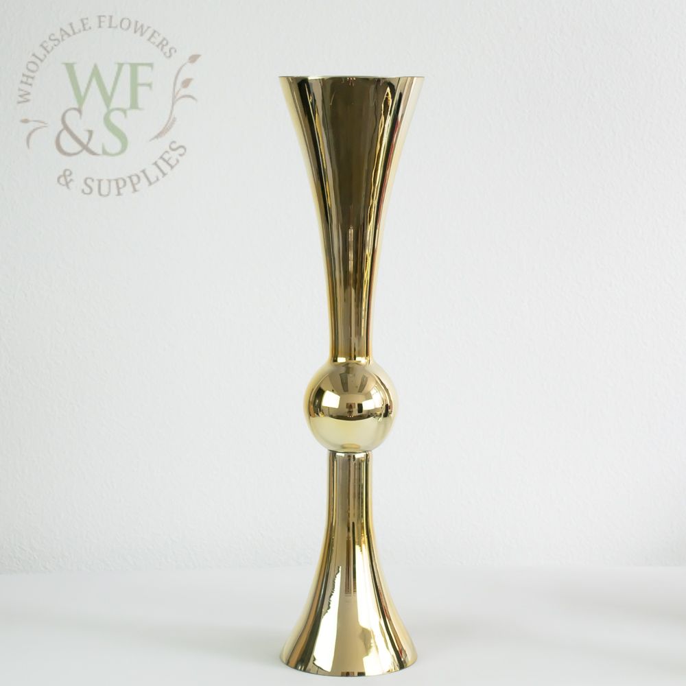 Gold Glass Reversible Trumpet Vase Double Sided 24"