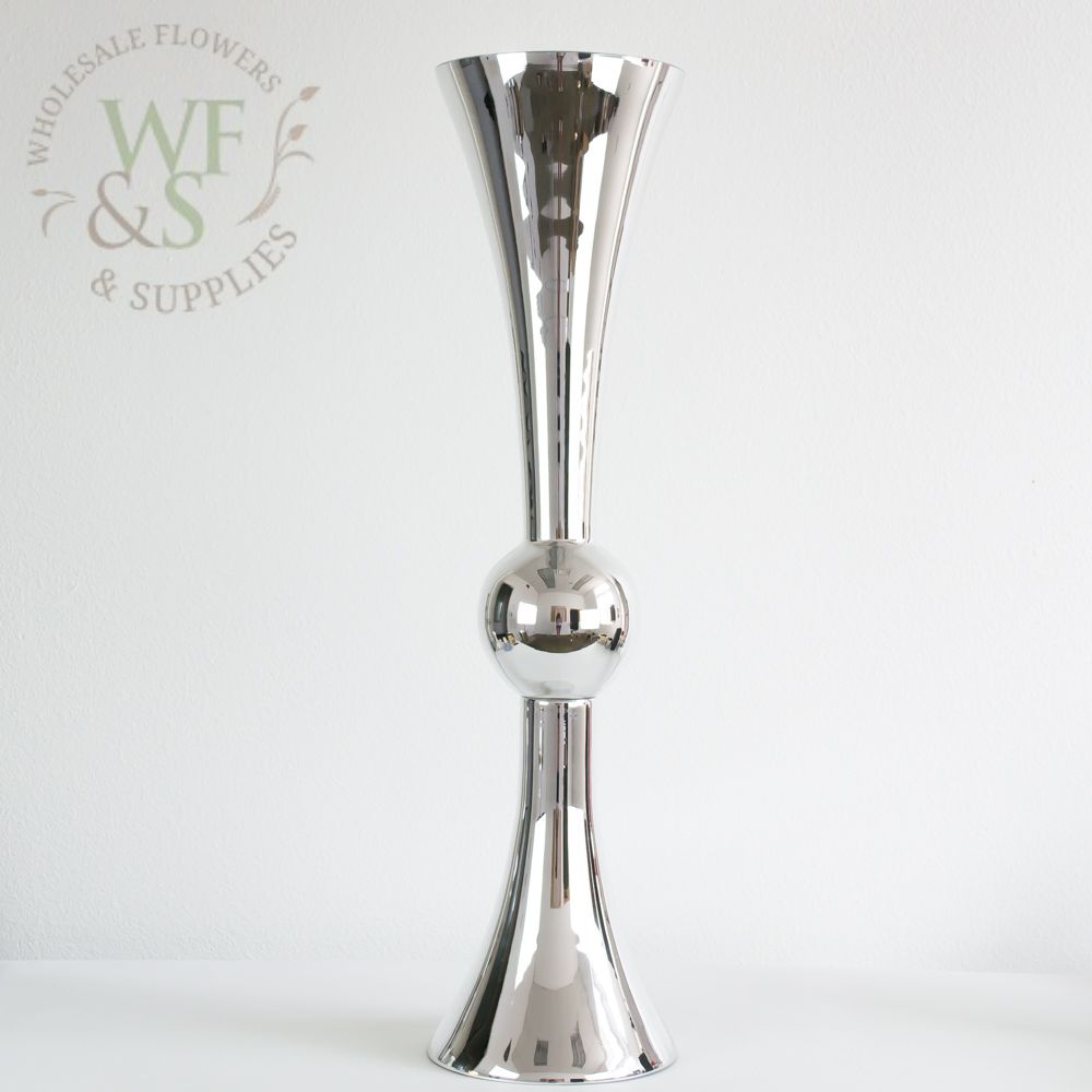 Silver Glass Trumpet Vase Double Sided 36"